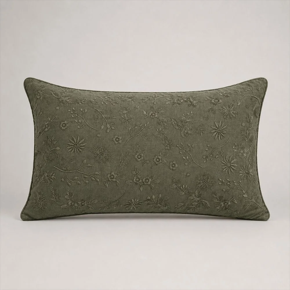 Almofada 30x50cm Buddemeyer Luxus Oliver Kaki