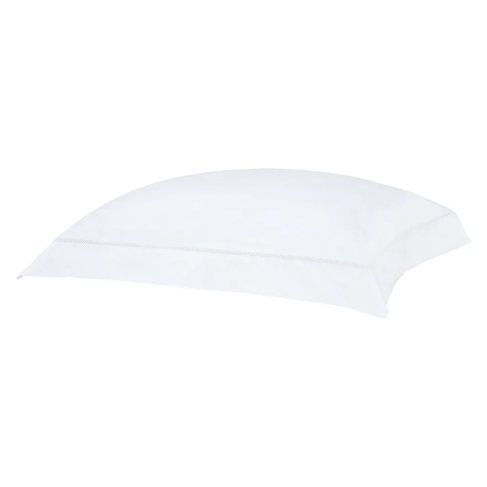 Fronha Buddemeyer Luxus Tokyo, 1000 fios 100% Algodão Egípcio, fio Penteado Branco c/renda Branca 50x70cm com abas.