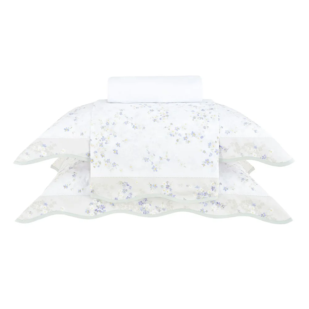 Jogo de Cama Casal Gran Percalle 200 Fios Buddemeyer Celeste 100% Algodão Estampado 4 peças