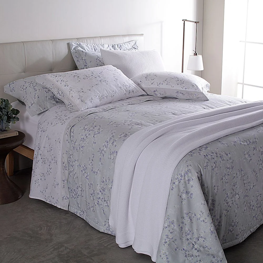 Jogo de Cama Casal Gran Percalle 200 Fios Buddemeyer Celeste 100% Algodão Estampado 4 peças