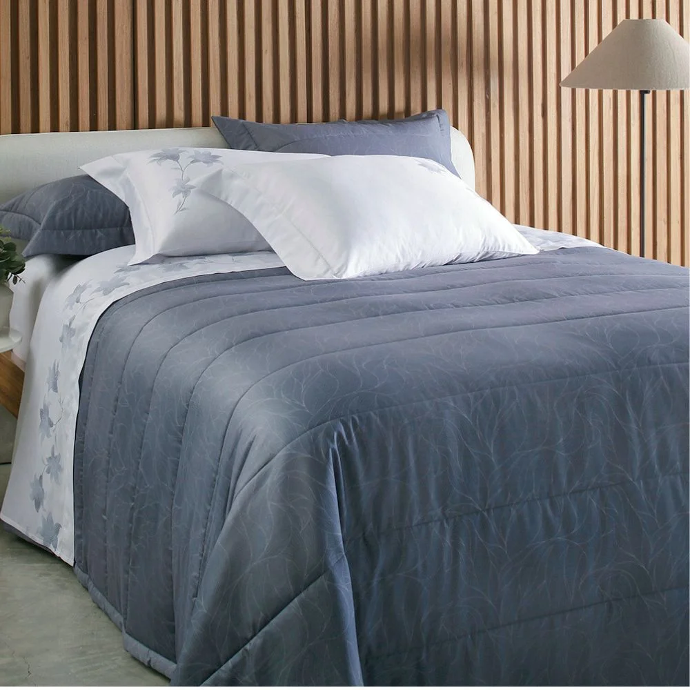 Jogo de Cama Cetim 300 Fios Buddemeyer Silver Bloom 100% Algodão Penteado Estampado 4 peças