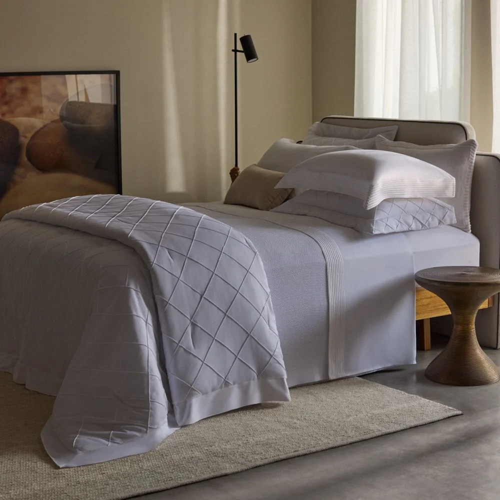 Jogo de Cama Queen 400 Fios Buddemeyer Luxus Lustra 100% Algodão Penteado Bege Palha/Bege 4 peças