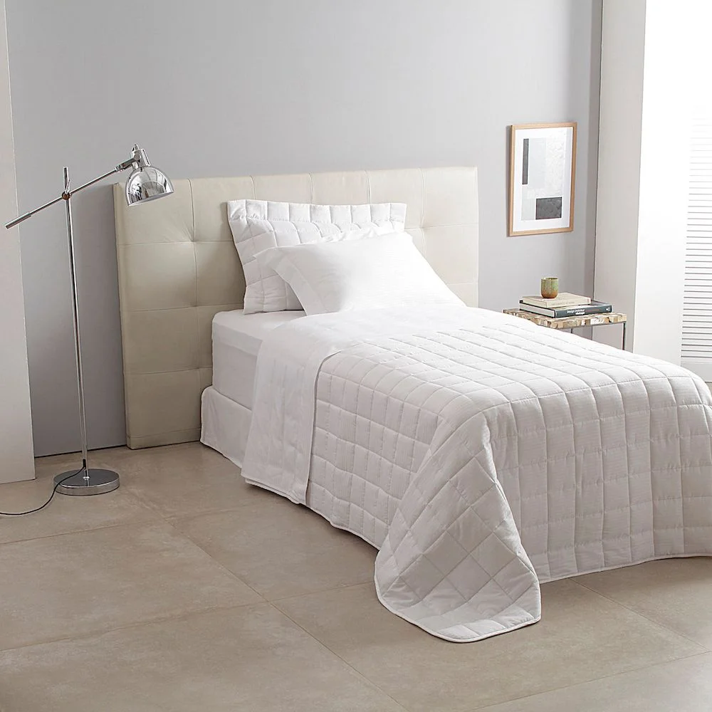 Jogo de Cama Solteiro Cetim 300 Fios Buddemeyer Damask Stripes 100% Algodão Penteado Azul 3 peças