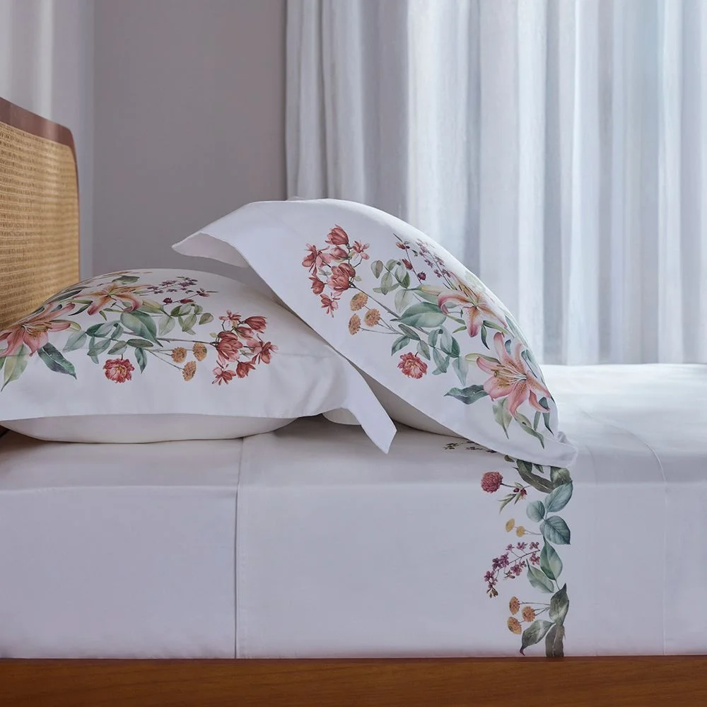 Jogo de Cama Super King 400 Fios Buddemeyer Luxus Fiorella 100% Algodão Penteado Estampado 4 peças