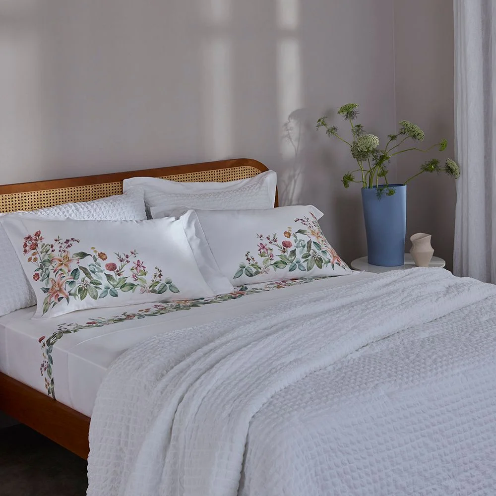 Jogo de Cama Super King 400 Fios Buddemeyer Luxus Fiorella 100% Algodão Penteado Estampado 4 peças