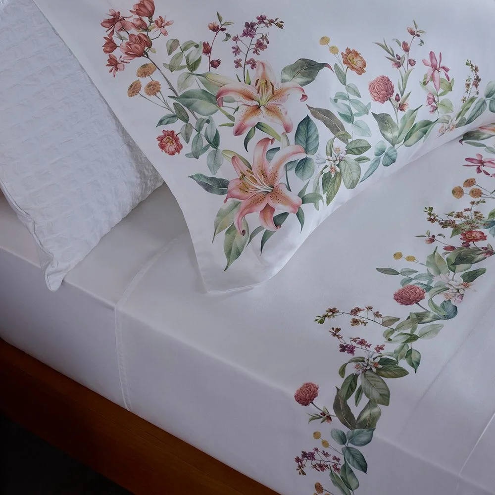 Jogo de Cama Super King 400 Fios Buddemeyer Luxus Fiorella 100% Algodão Penteado Estampado 4 peças
