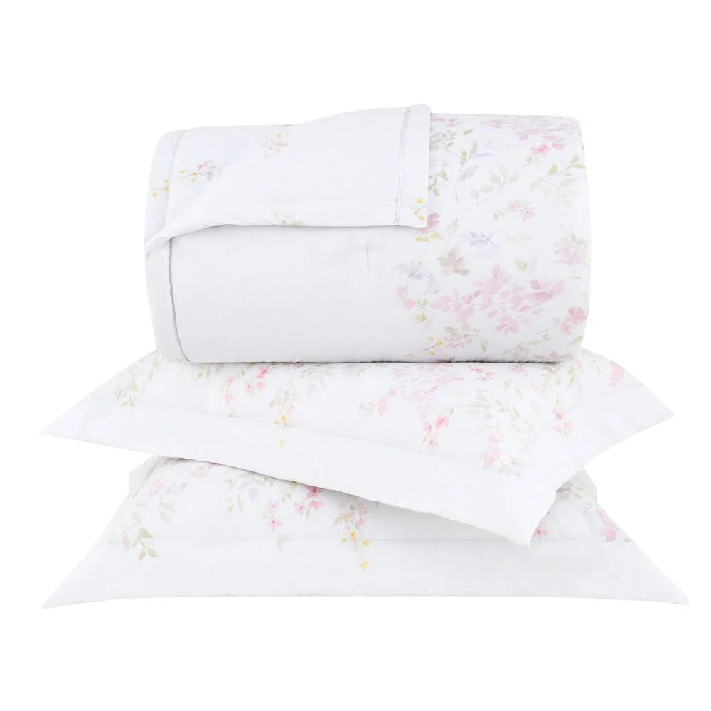 Kit Colcha Casal Gran Percalle 200 Fios Buddemeyer Dolce 100% Algodão Estampado 3 peças