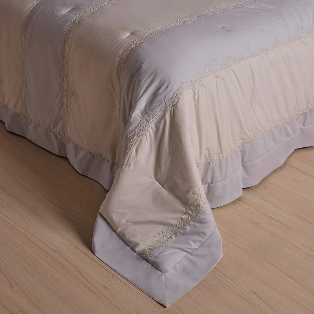 Kit Colcha Extra King Buddemeyer Luxus Anne Bordado 3 peças Cinza