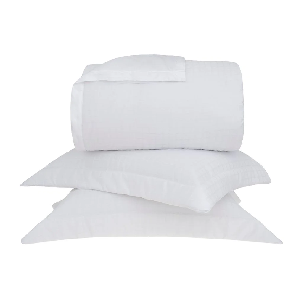Kit Colcha King Cetim 300 Fios Buddemeyer Damask Square 100% Algodão Penteado 3 peças