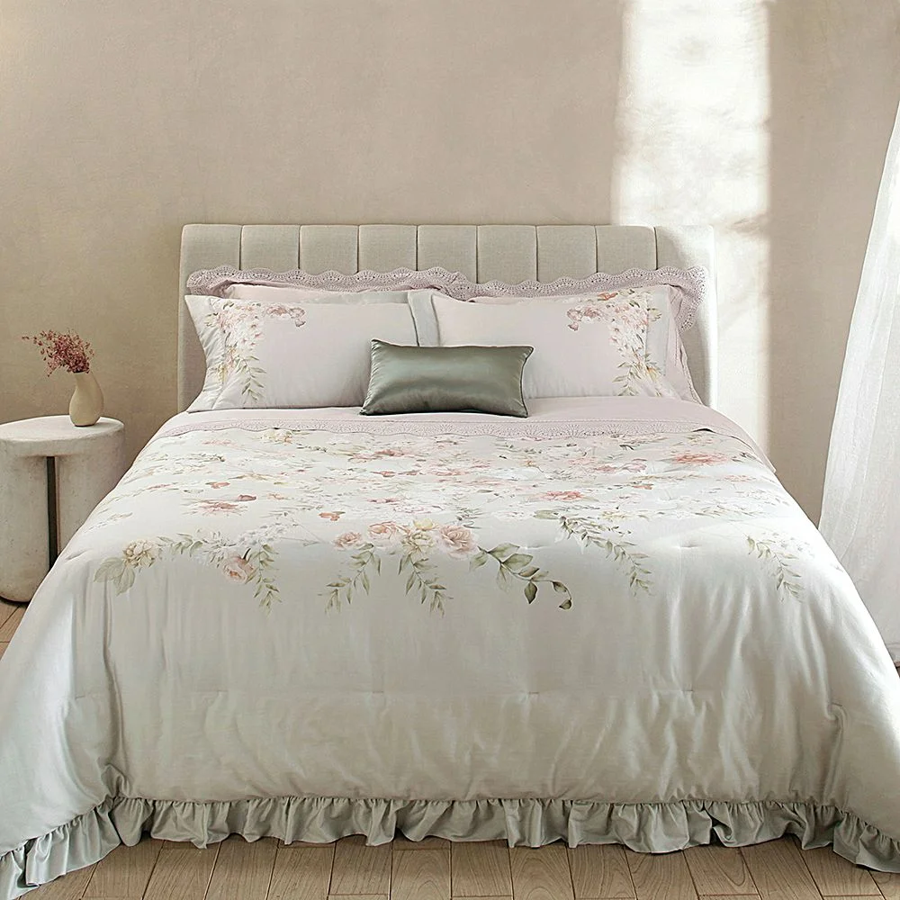 Kit Colcha Queen Buddemeyer Luxus Giorgia 100% cetim de algodão estampado 3 peças
