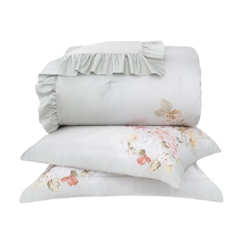 Kit Colcha Queen Buddemeyer Luxus Giorgia 100% cetim de algodão estampado 3 peças