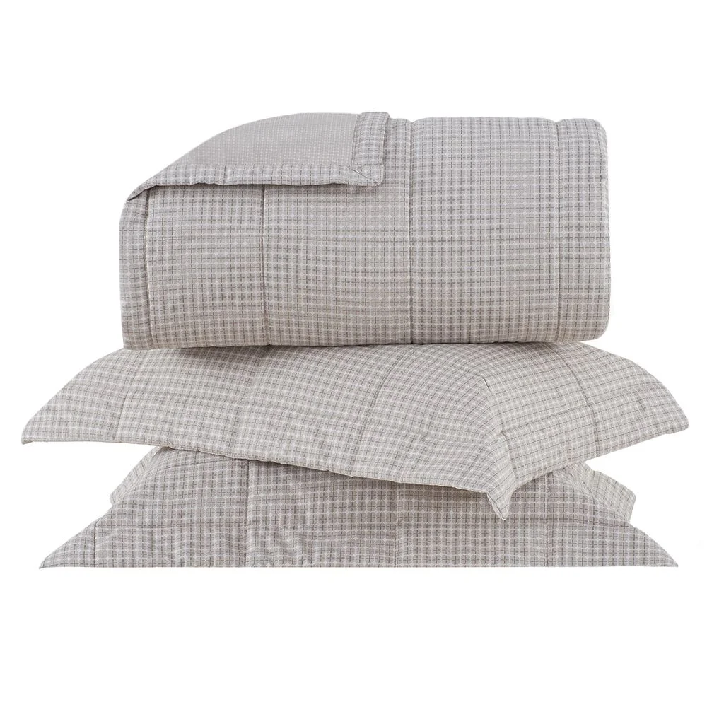 Kit Colcha Queen Gran Percal 200 Fios Buddemeyer Bourbon 100% Algodão Penteado Estampado 3 peças