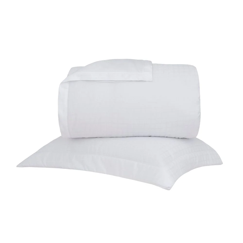 Kit Colcha Solteiro Cetim 300 Fios Buddemeyer Damask Square 100% Algodão Penteado 2 peças