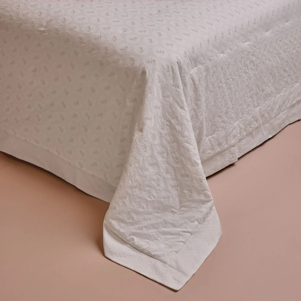 Kit Colcha Super King Buddemeyer Luxus Cammeo 100% Algodão, Branca , 3 peças.