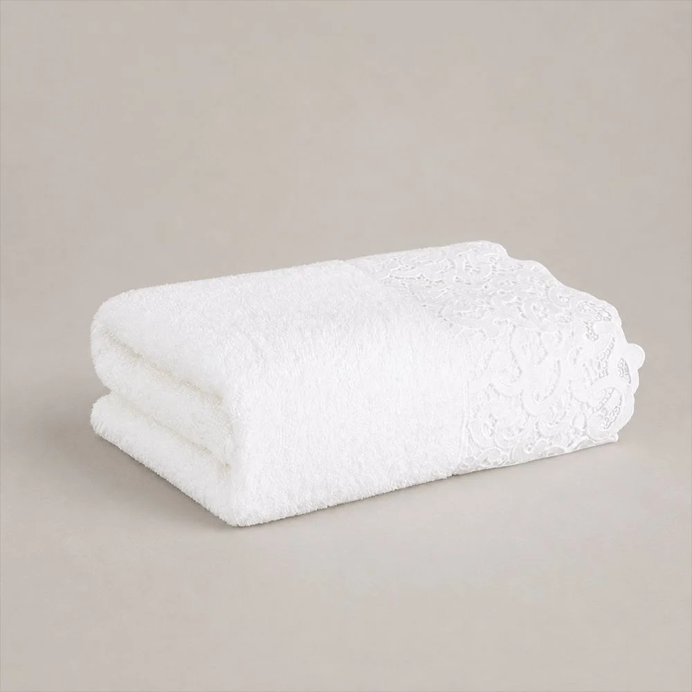 Toalha Lavabo Capri Algodão Egípcio Buddemeyer Luxus Branco c/ renda branca