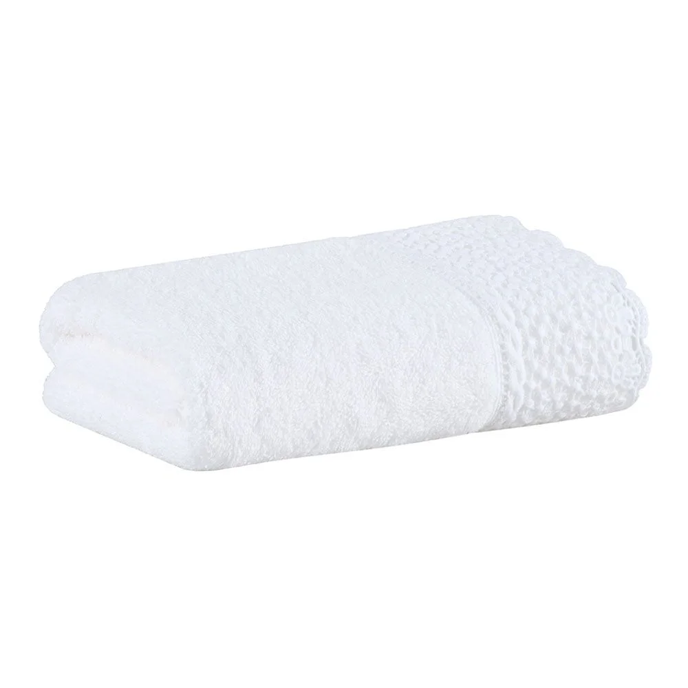 Toalha Rosto Bell Buddemeyer Luxus 100% algodão egípcio Branco c/ renda Branca
