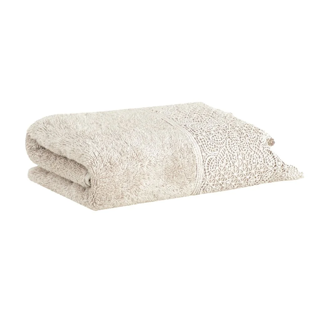 Toalha Rosto Buddemeyer Luxus Norah Bege com renda Bege