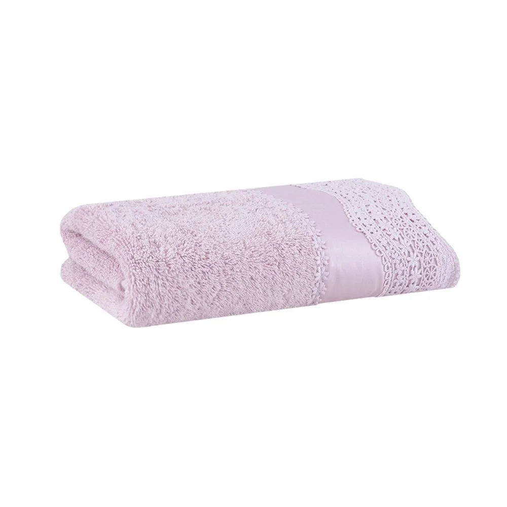 Toalha Rosto Gianni Algodão Egípcio Buddemeyer Luxus Rosa c/ renda rosa crepe
