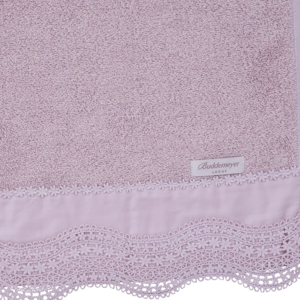 Toalha Rosto Gianni Algodão Egípcio Buddemeyer Luxus Rosa c/ renda rosa crepe